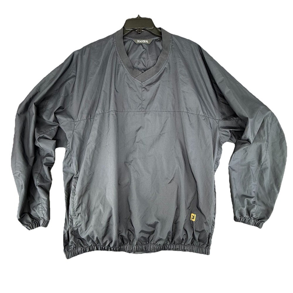 FOOTJOY‎ Pullover Windbreaker Golf Jacket Mens 2XL Black VNeck XXL Pockets